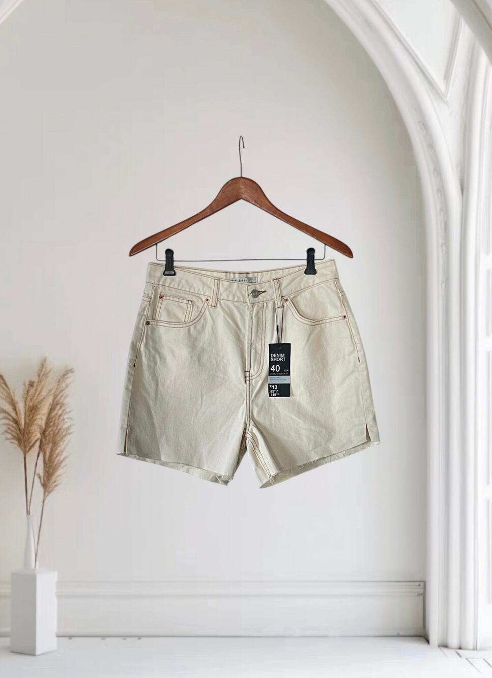 NWT Denim Co. Women's Cream and Tan Shorts Size 8
